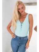 Turquoise bodysuit with ties 3554 - Online store - Boutique